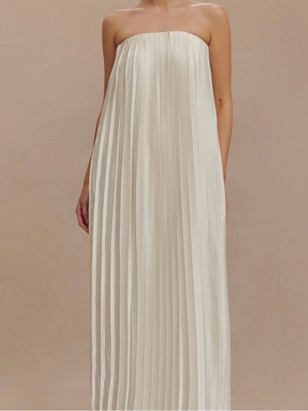 Meshki Myra Plisse Strapless Maxi Dress - Ivory